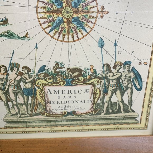 Vintage framed 19th century reproduction South America Map by Henrici Hondy 1629 - Picture 4 of 16